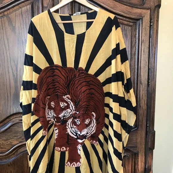 Vintage Magic Kaftan MuMu One Size Beaded with Tassels - Picture 2 of 6